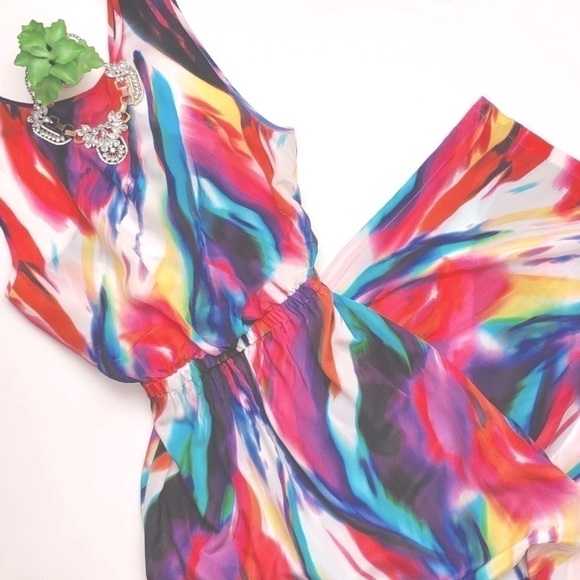 Seafolly Watercolor Silk Maxi Dress Limited Edition Rainbow Multicolor Colorful - Picture 1 of 11